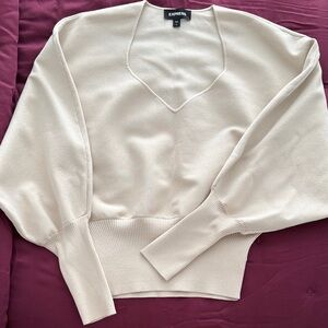 Express Women's V-Neck Cream Sweater